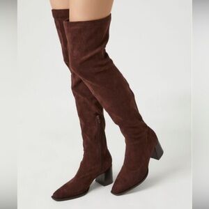NWT Brown Suede Over Knee Boots Forever 21 Size 7.5